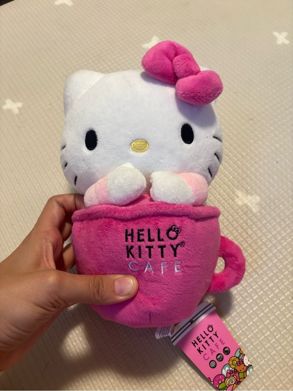Hello Kitty Pink and White Cafe Cup Plush - Hello Kitty